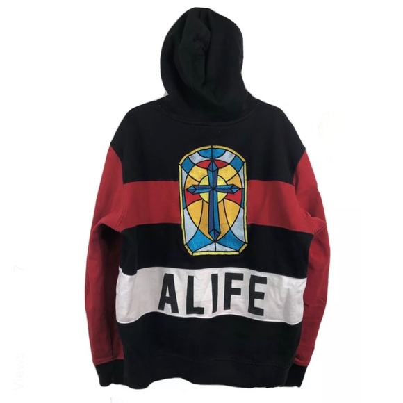 Alife Sweaters | Alife Stained Glass Cross Hoodie Sweatshirt XL | Color: Black/Red | Size: XL | Melotte's Closet